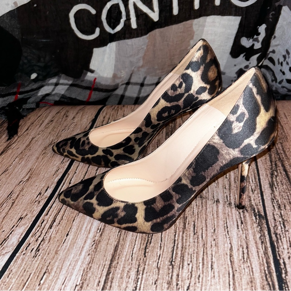 J. Crew Elsie Leopard Pumps Womens Size 9 Brown & Black Pointed Stiletto Heels
